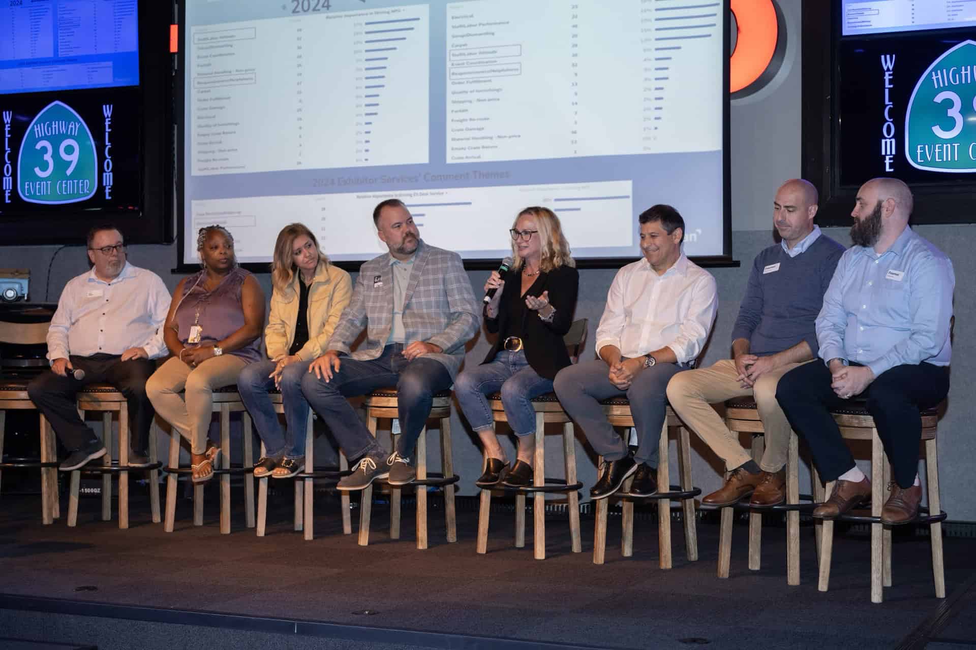 Panel discussion at Highway 39 Event Center with diverse speakers.